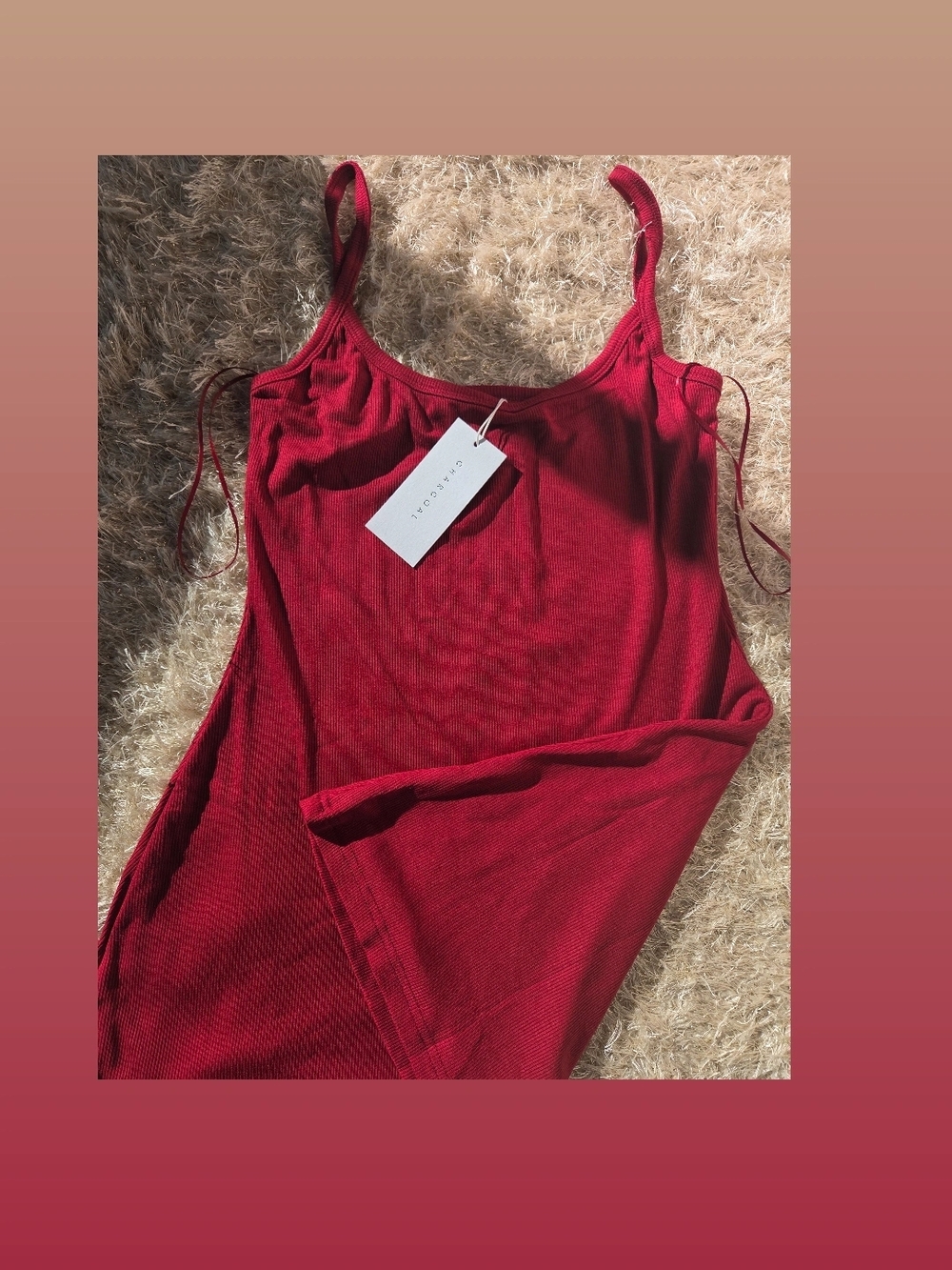 Cherry Red Ribbed Cami Dress Size M US 6